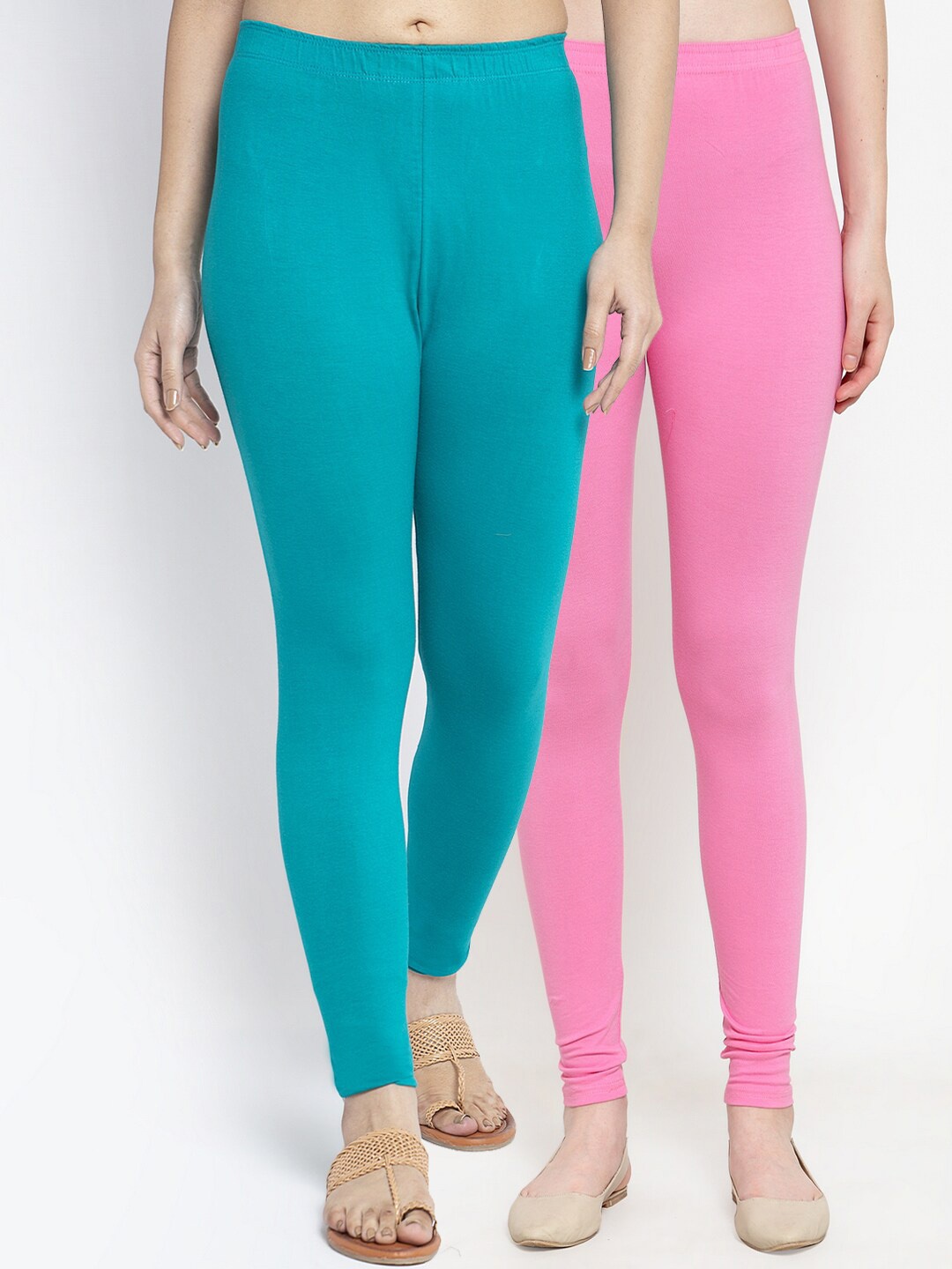 

GRACIT Women Pack of 2 Solid Ankle-Length Legging, Pink
