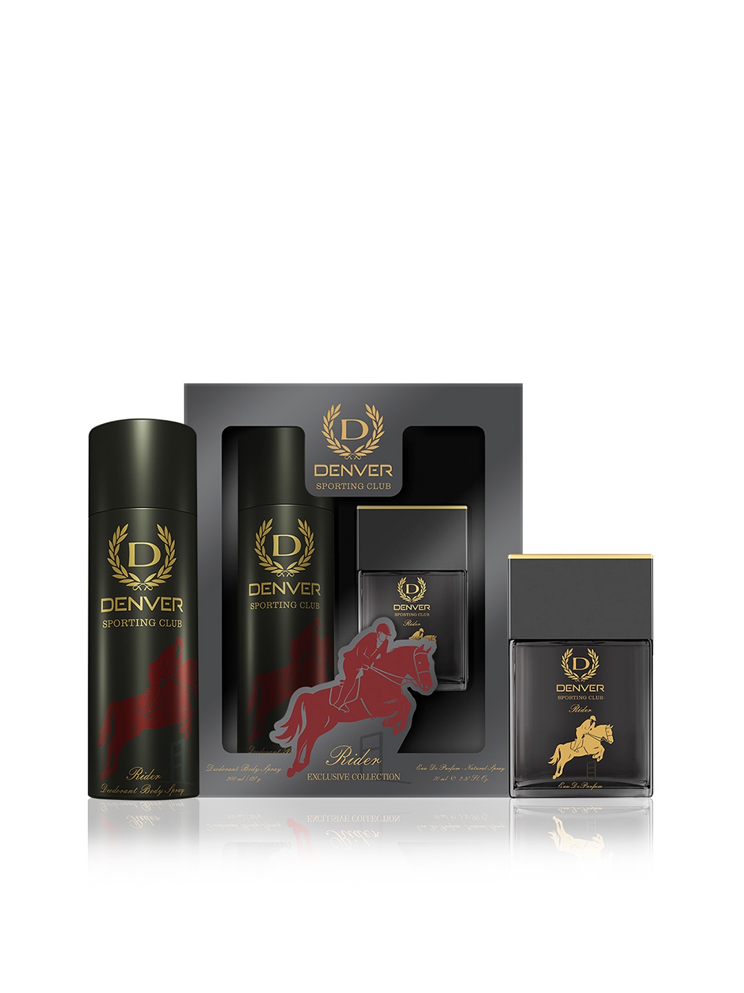 

Denver Men Sporting Club Rider Deodorant Body Spray & Eau De Parfum - 200ml & 70ml, Grey