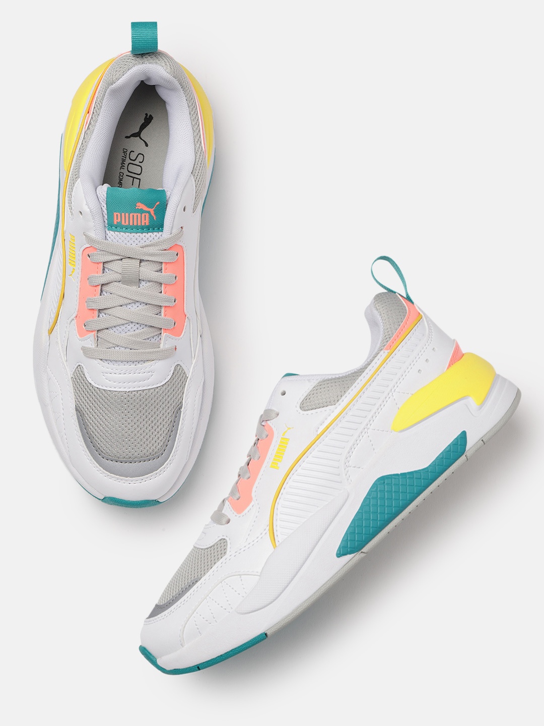 

Puma Unisex White & Grey Colourblocked Sneakers