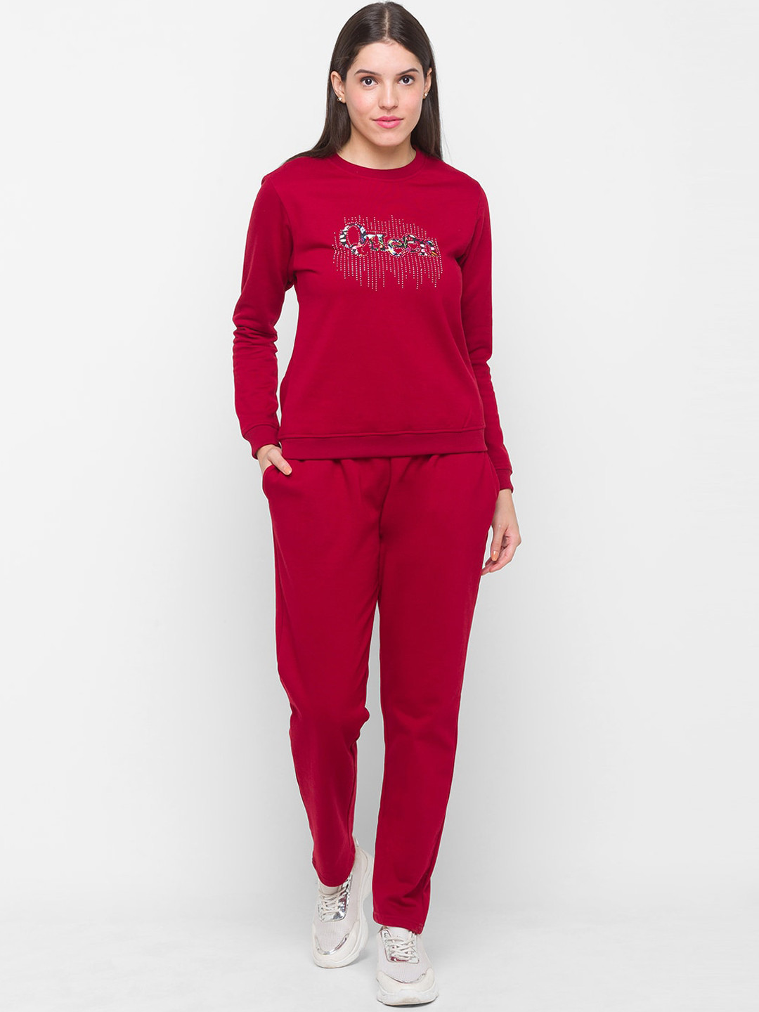 

Globus Women Maroon Solid Tracksuit