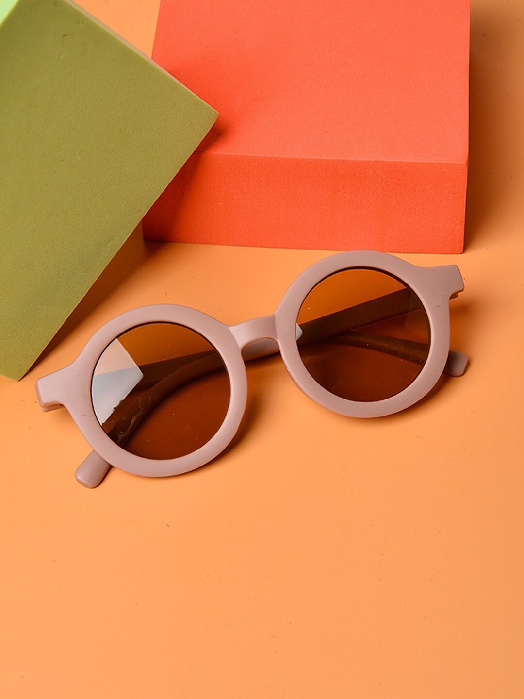 

POPLINS Unisex Kids Brown Lens & Brown Round Sunglasses with UV Protected Lens