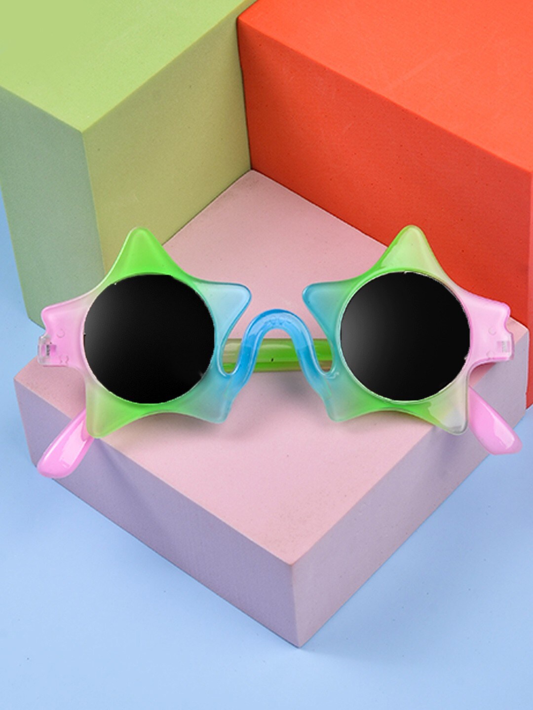

POPLINS Kids Black & Multi Color Full Rim Sunglasses with UV Protected Lens