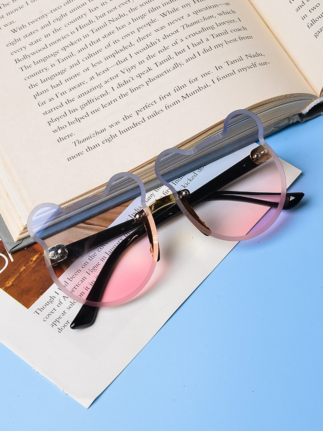 

POPLINS Kids Blue Lens & Blue Cartoon Shape Sunglasses With UV Protected Lens