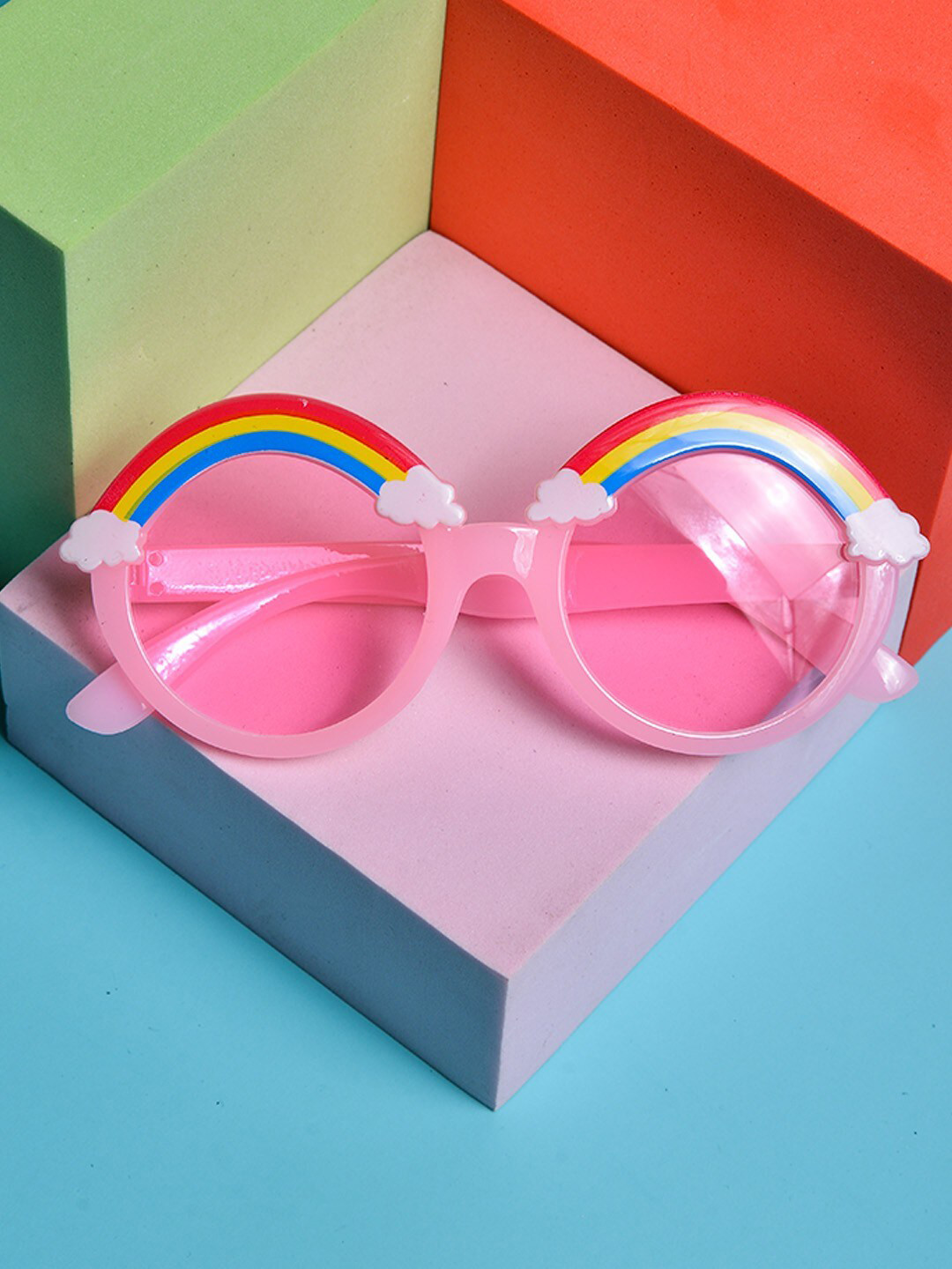 

POPLINS Unisex Kids Pink Lens & Pink Round UV Protected Lens Sunglasses