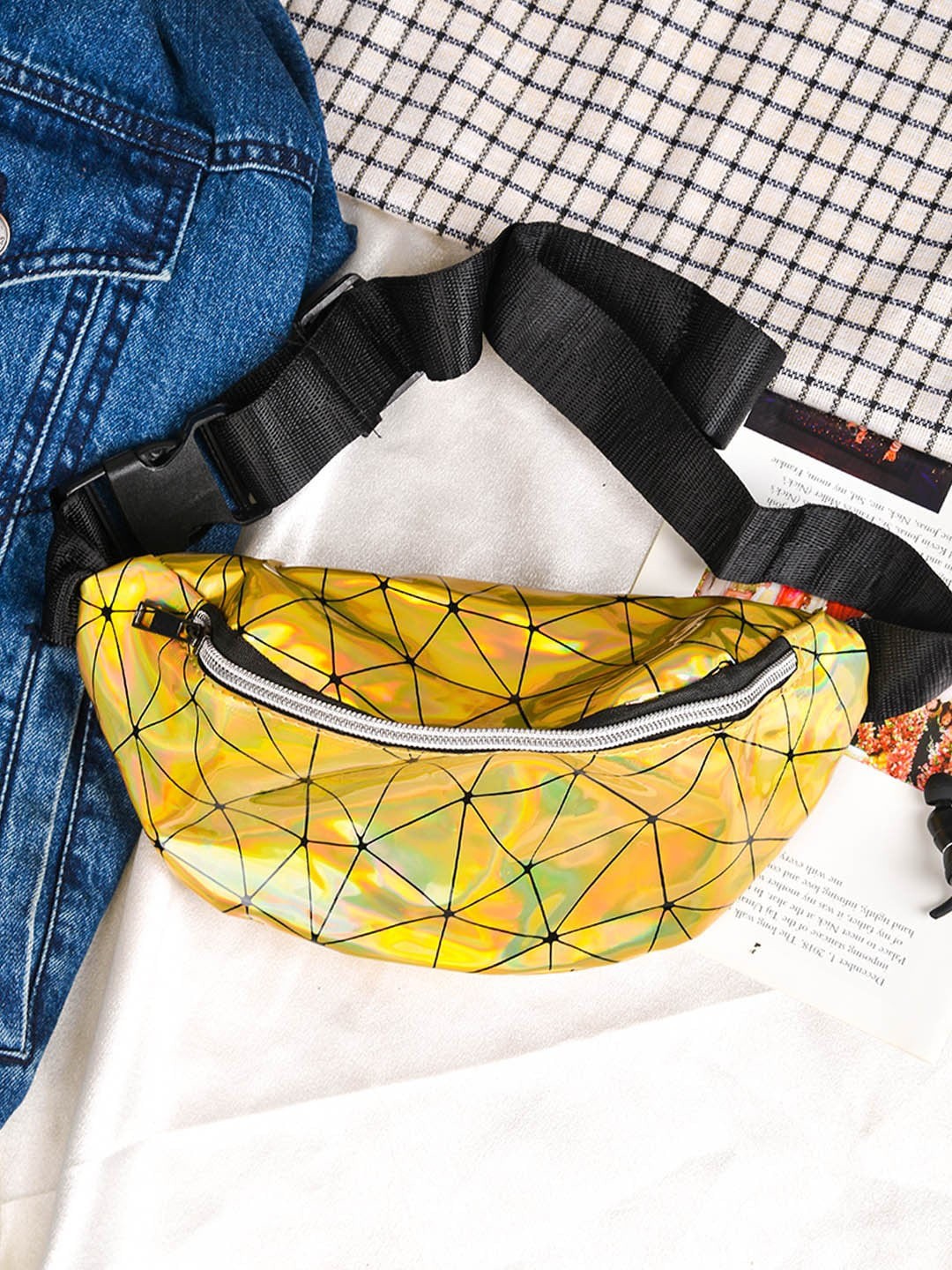 

POPLINS Gold-Toned Geometric PU Structured Sling Bag
