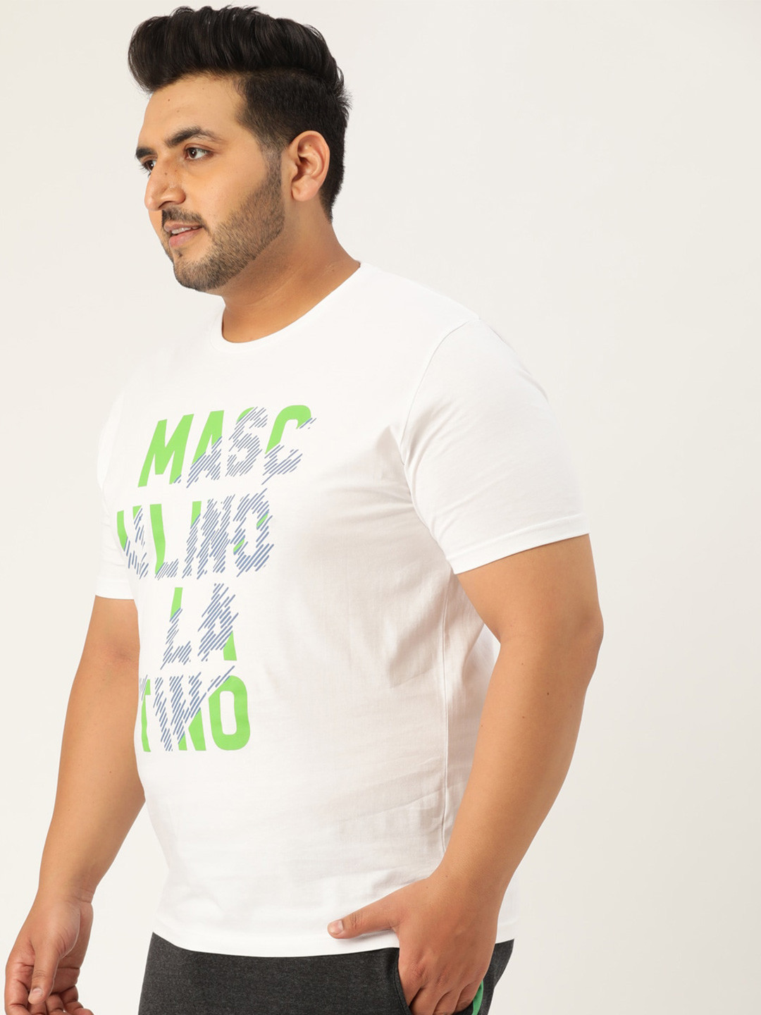 

Masculino Latino Plus Men Plus Size White Typography Printed Cotton T-shirt