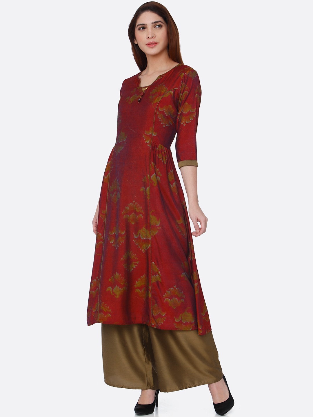 

Sangria Women Red Printed Kurti with Palazzos