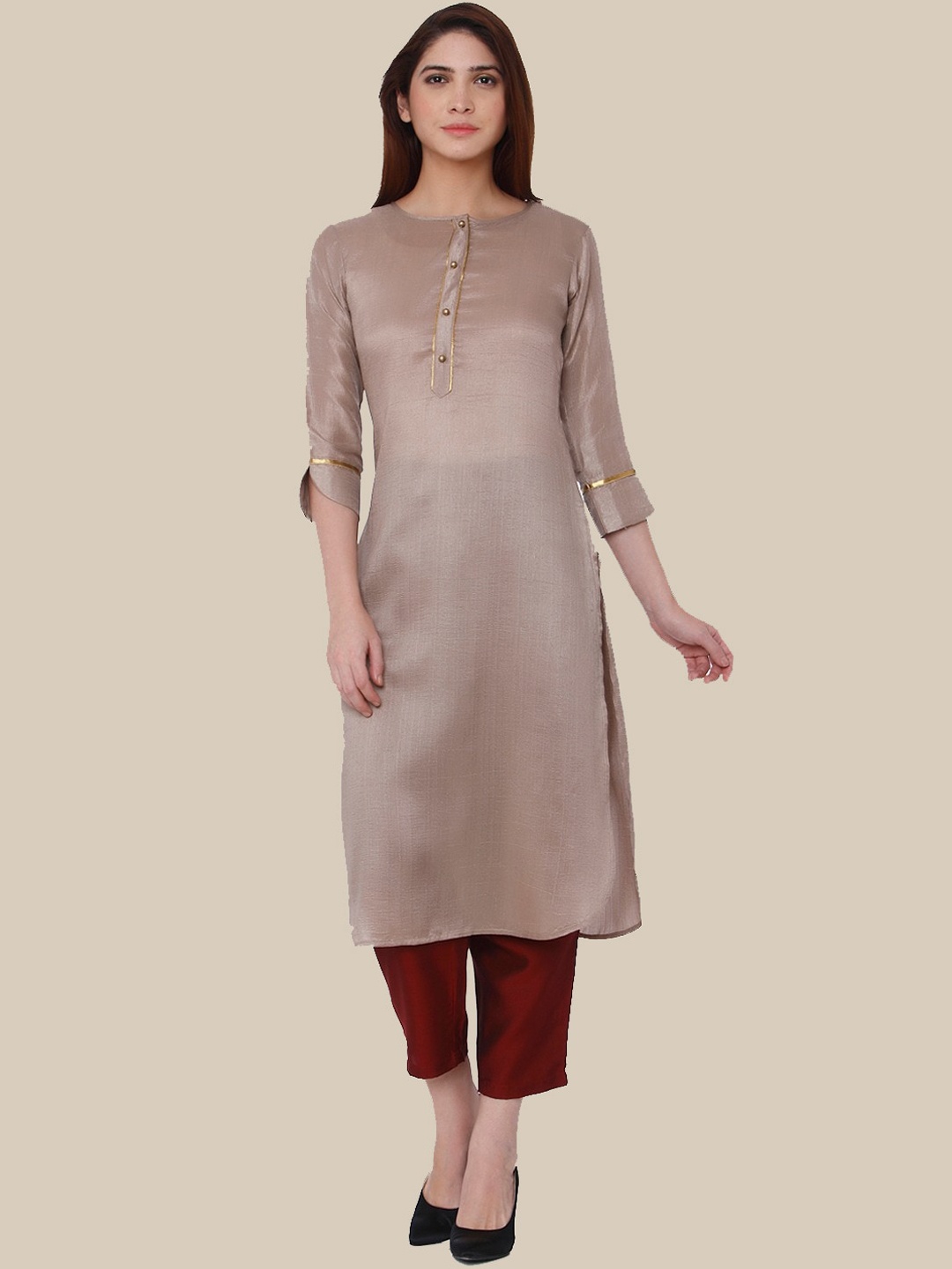 

Sangria Women Beige Kurti with Trousers