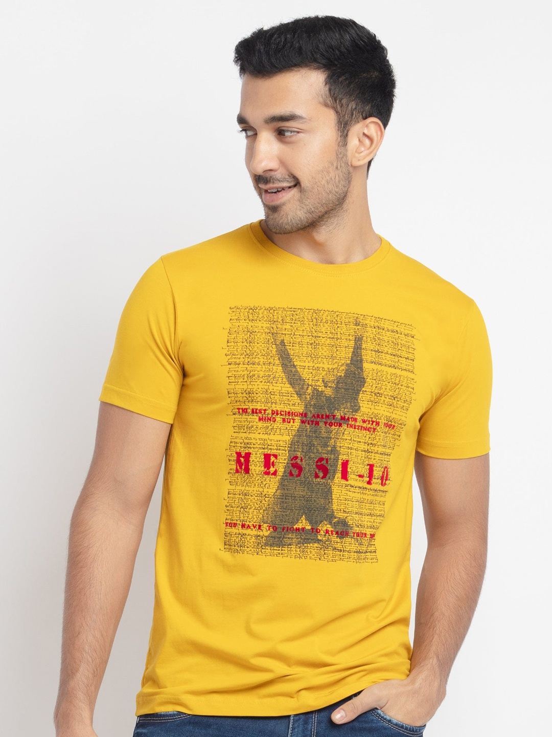 

Status Quo Men Yellow Printed T-shirt