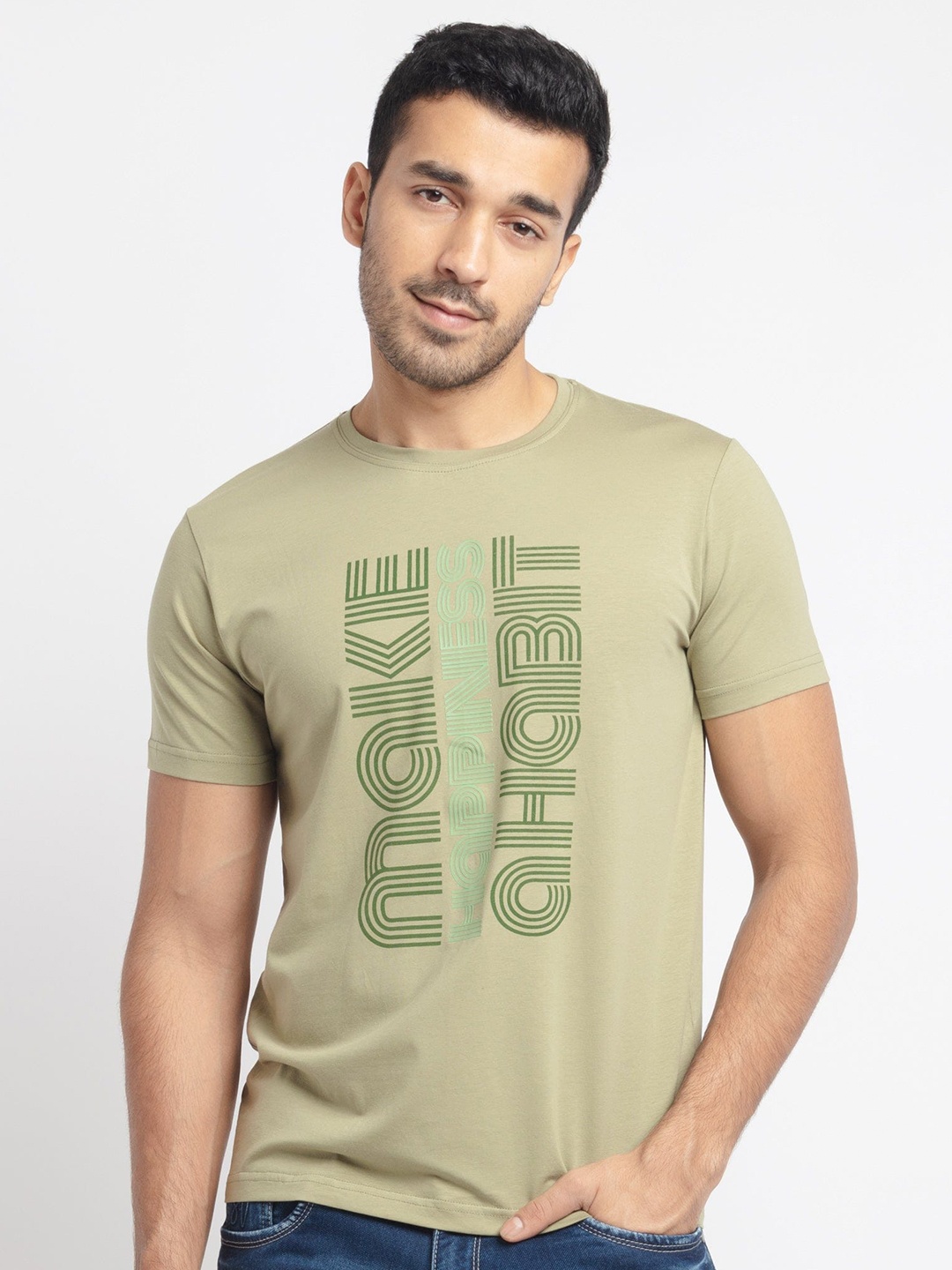 

Status Quo Men Green Typography Printed T-shirt
