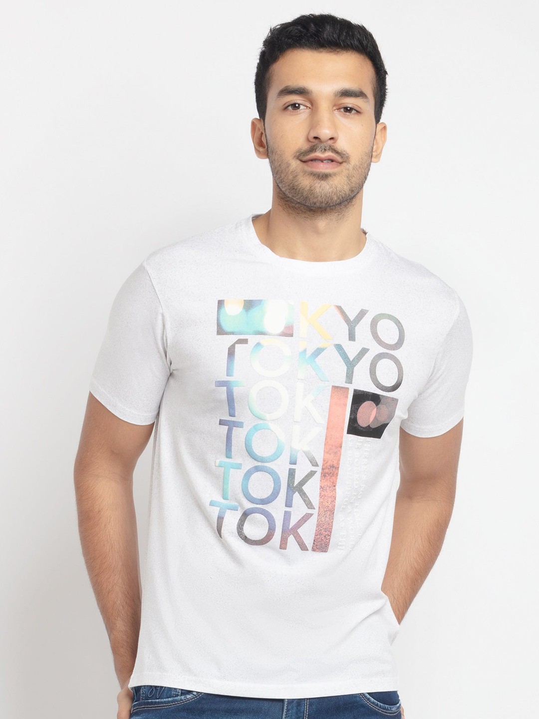 

Status Quo Men Off-White Typography Printed Cotton T-shirt