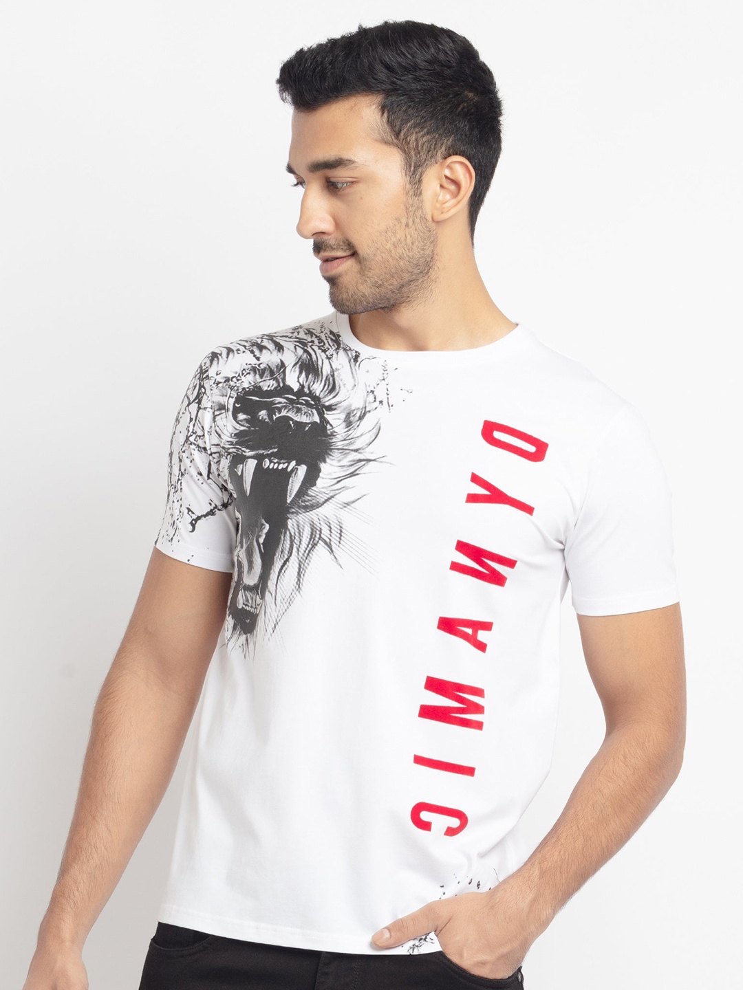 

Status Quo Men White Printed Cotton T-shirt