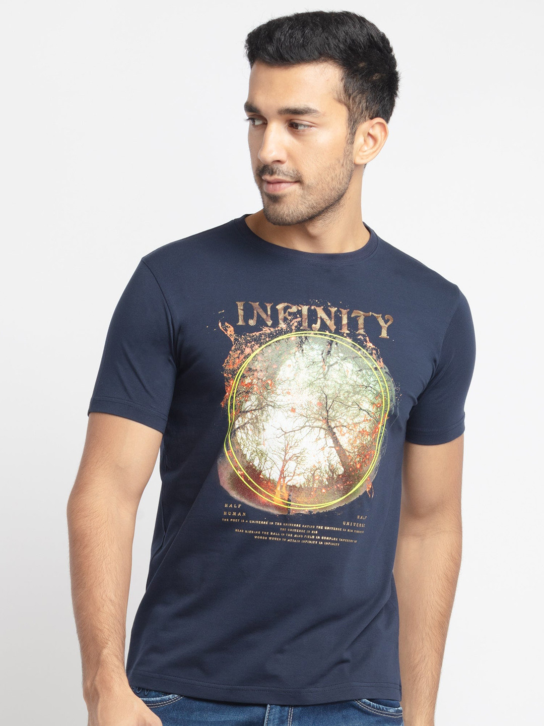 

Status Quo Men Navy Blue Printed T-shirt