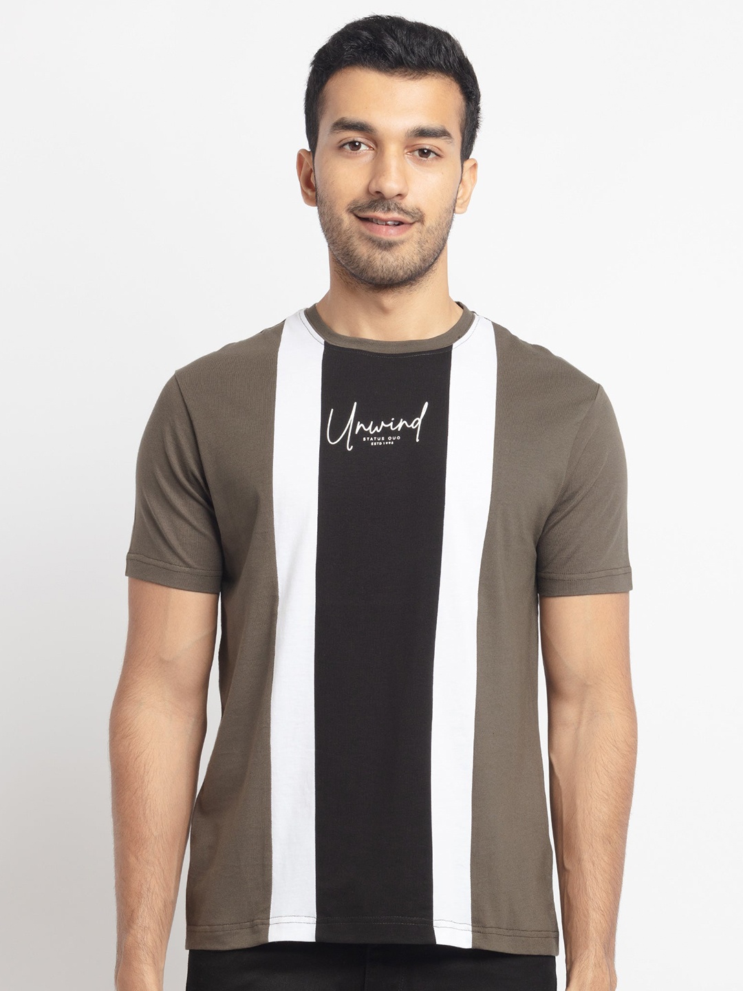 

Status Quo Men Black Striped T-shirt