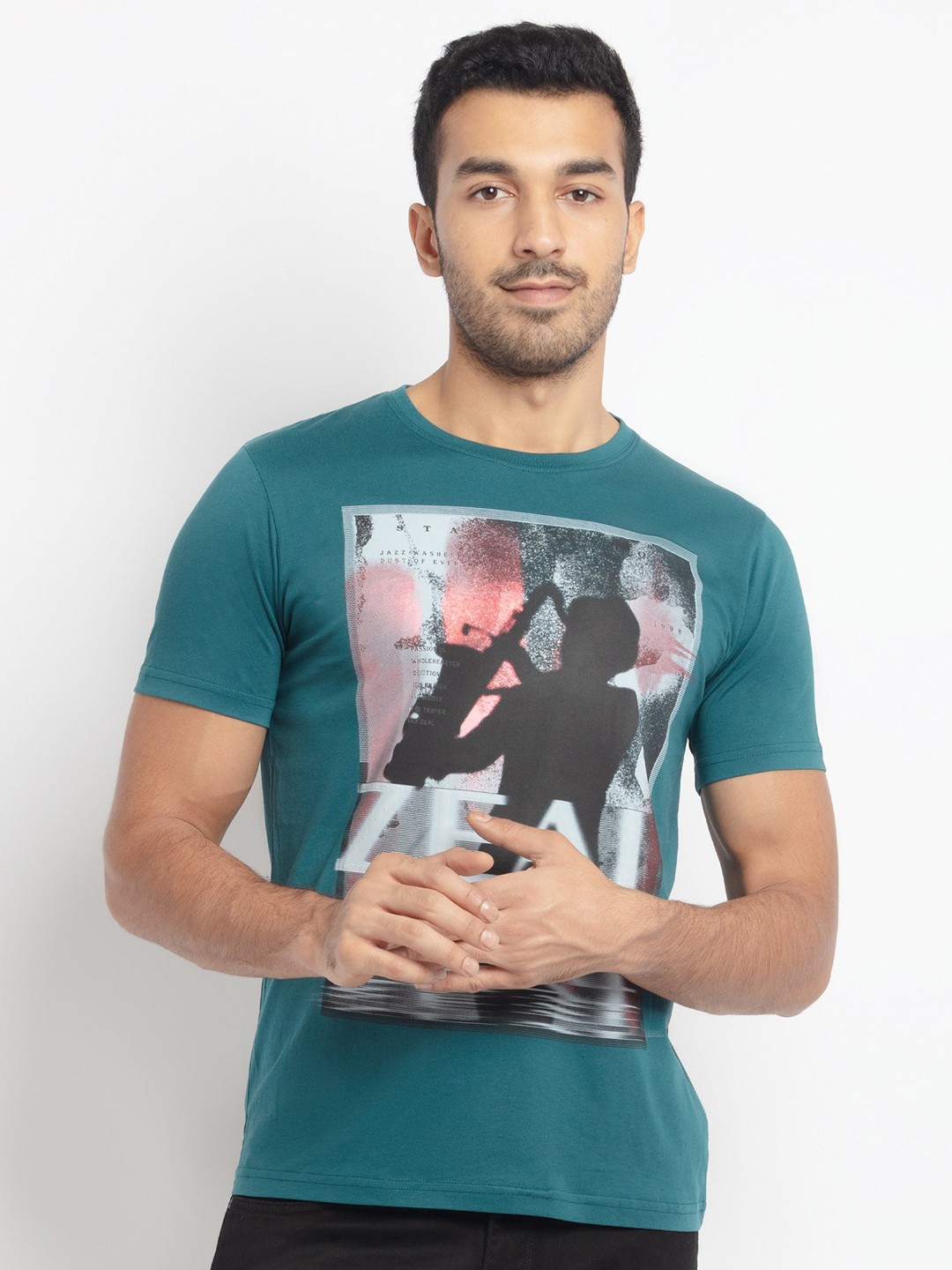 

Status Quo Men Teal Printed T-shirt