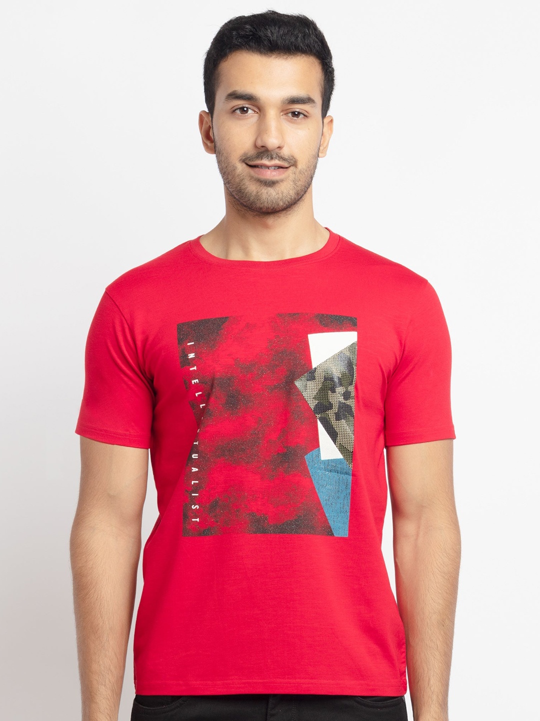 

Status Quo Men Red & Black Printed T-shirt