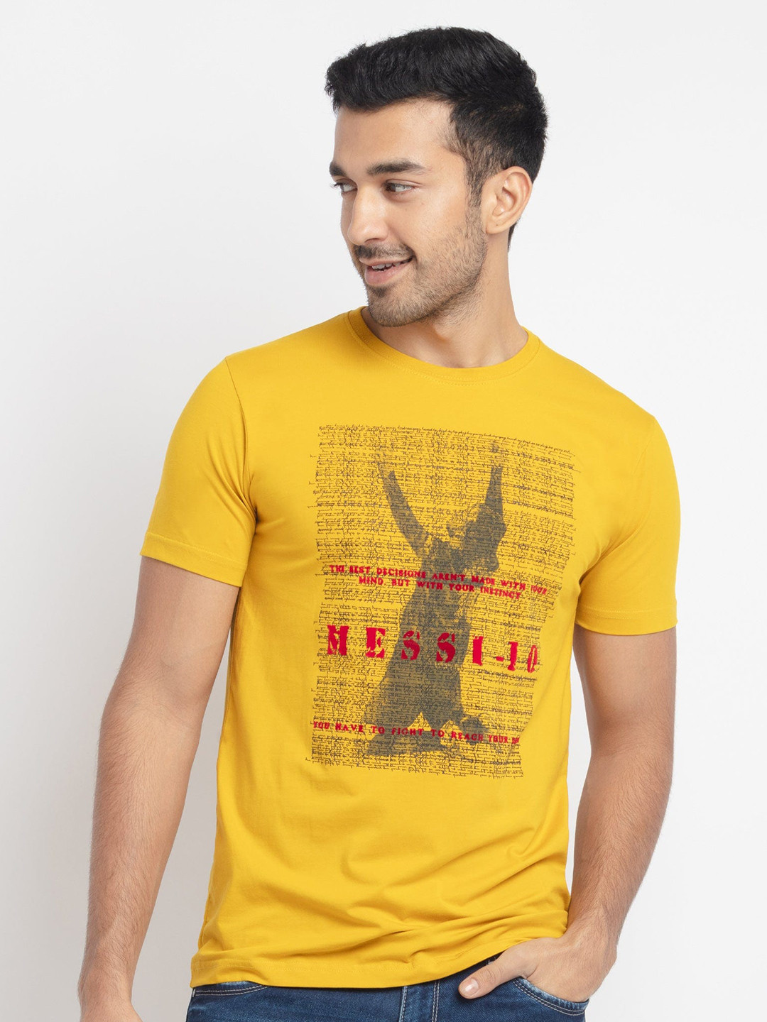 

Status Quo Men Yellow Printed T-shirt