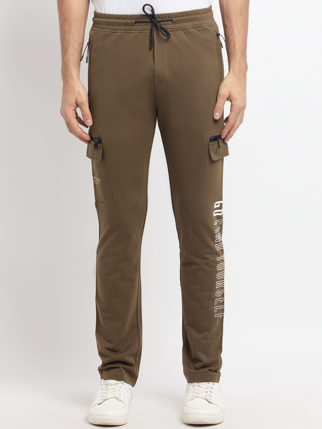 

Status Quo Men Olive Green Regular Fit Solid Trackpants