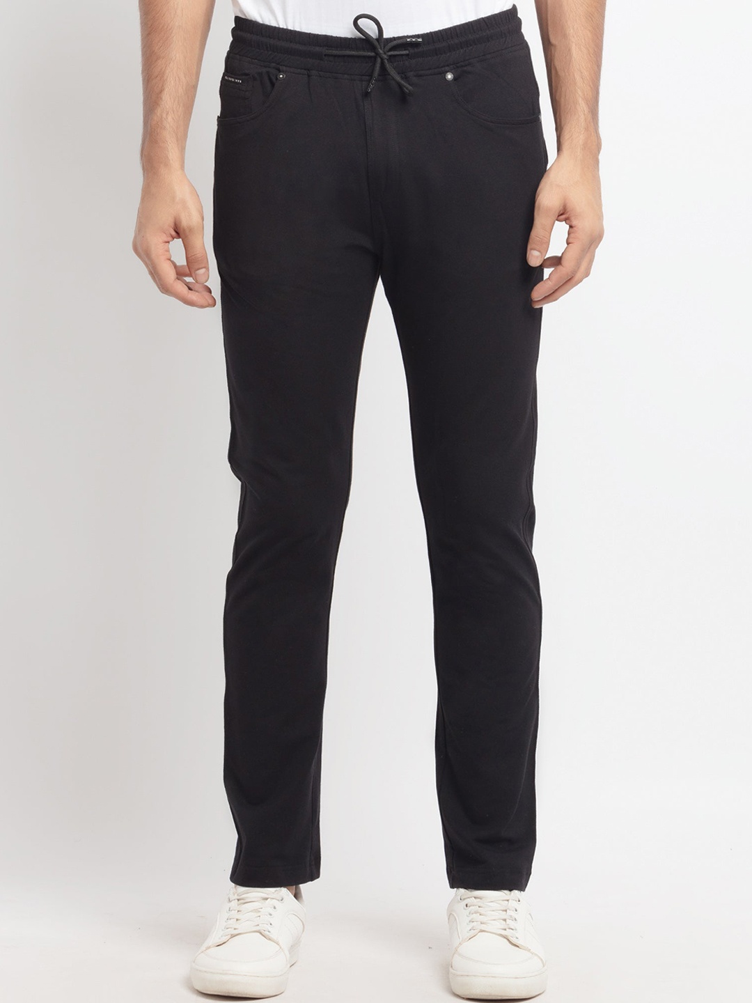 

Status Quo Men Plus Size Black Solid Cotton Track Pant