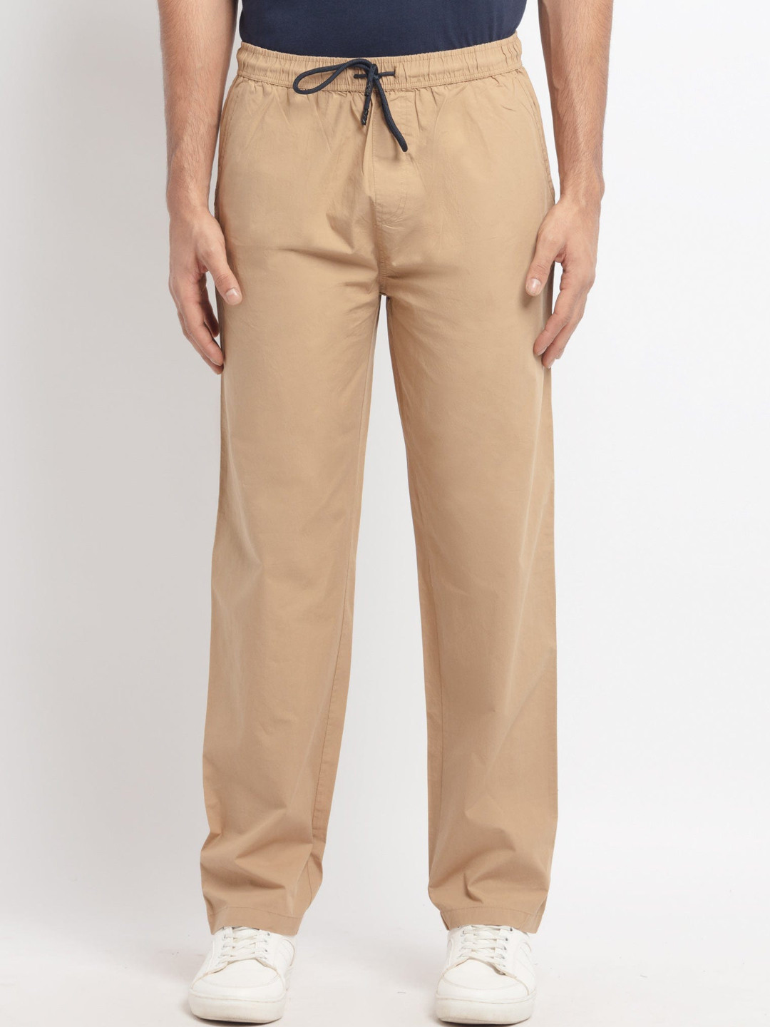 

Status Quo Men Plus Size Beige Solid Cotton Track Pants