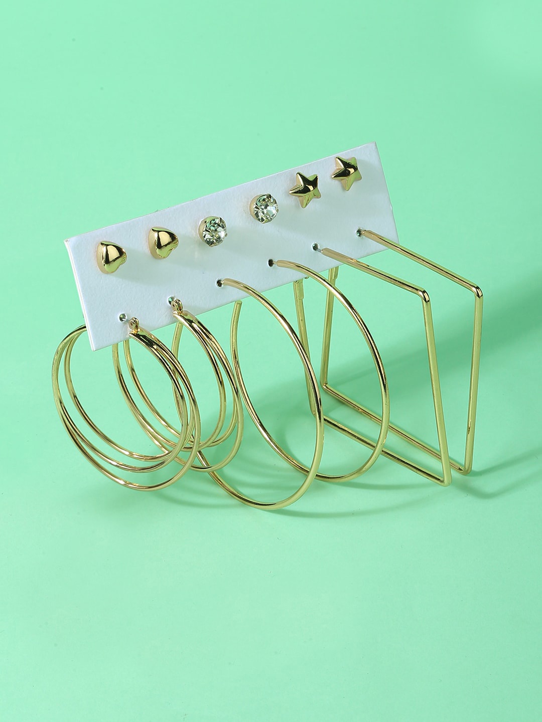 

Lilly & sparkle Set Of 6 Gold-Plated Contemporary Hoop & Stud Earrings