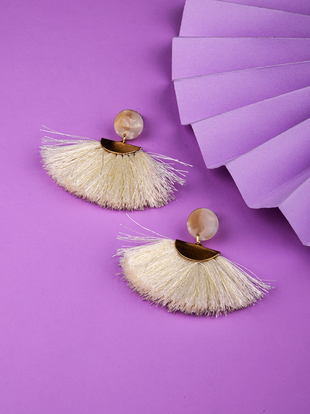 

Lilly & sparkle White & Gold Contemporary Tassel Drop Earrings