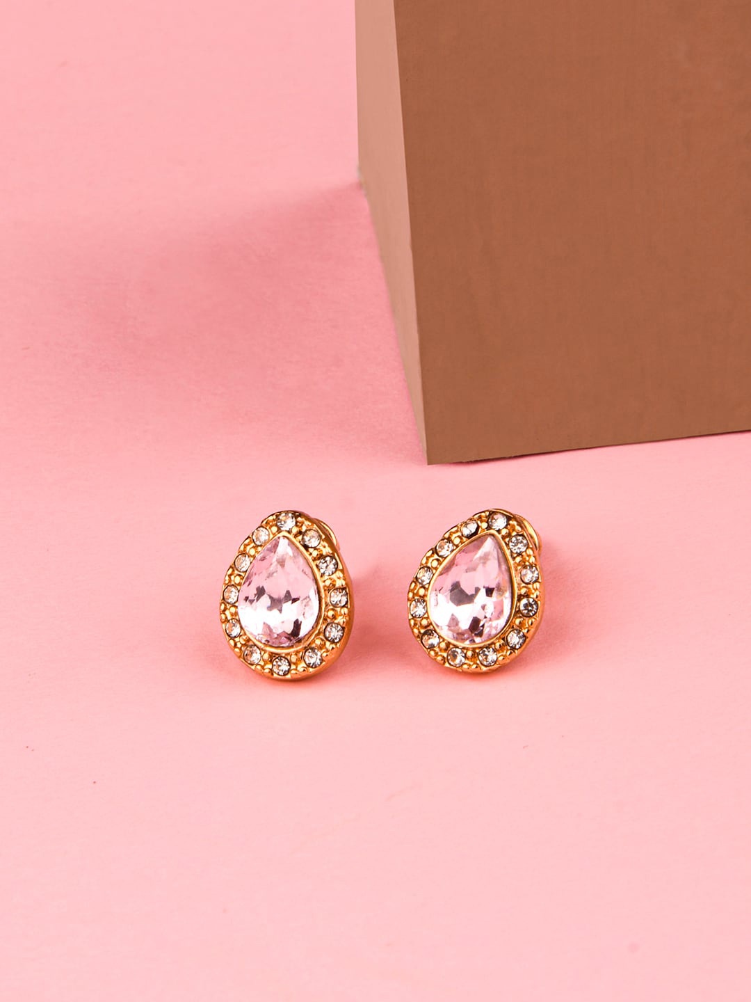 

Lilly & sparkle Pink Contemporary Drop Shaped Studs Earrings