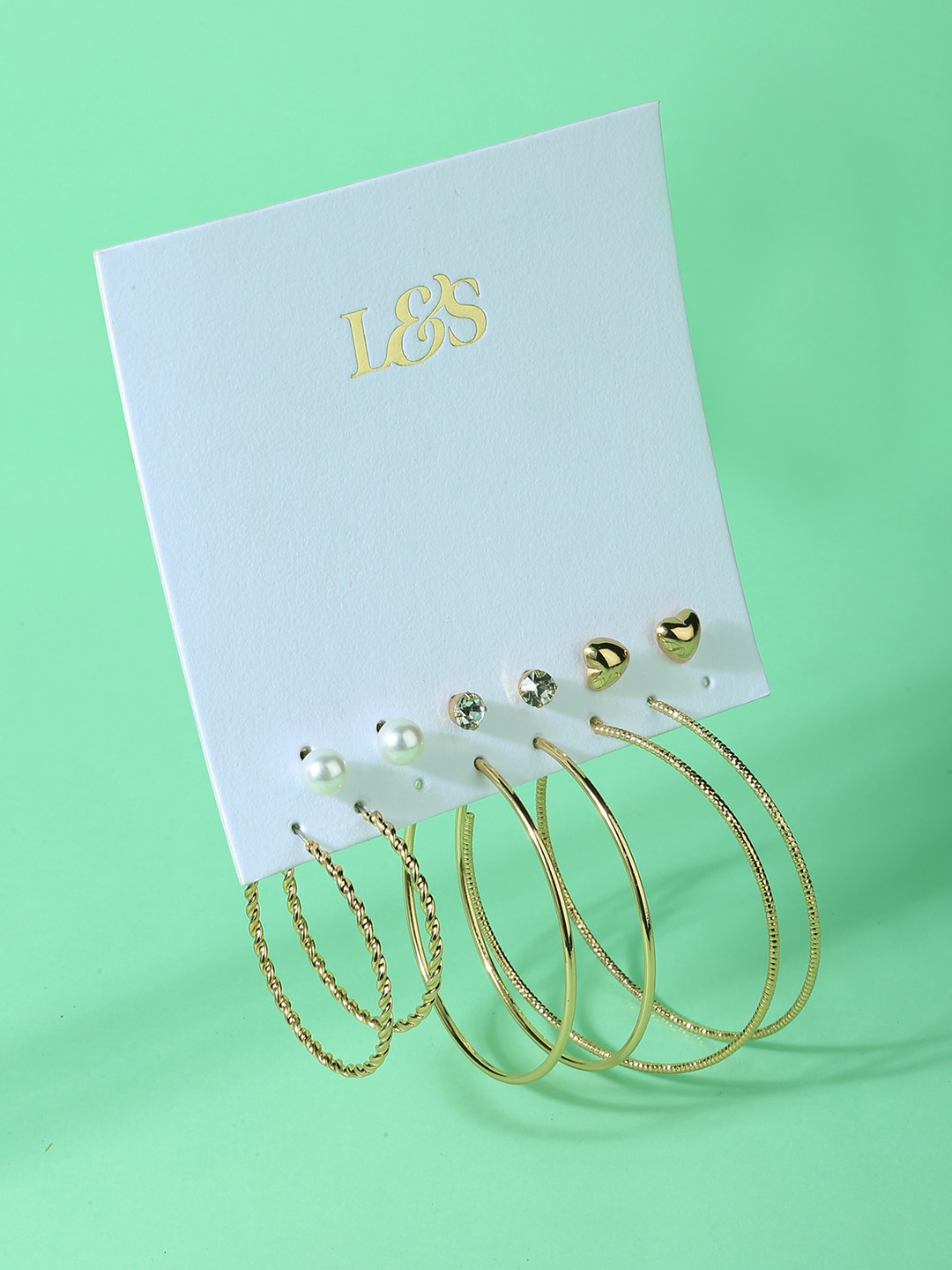 

Lilly & sparkle Set Of 6 Gold-Plated Contemporary Hoop & Stud Earrings