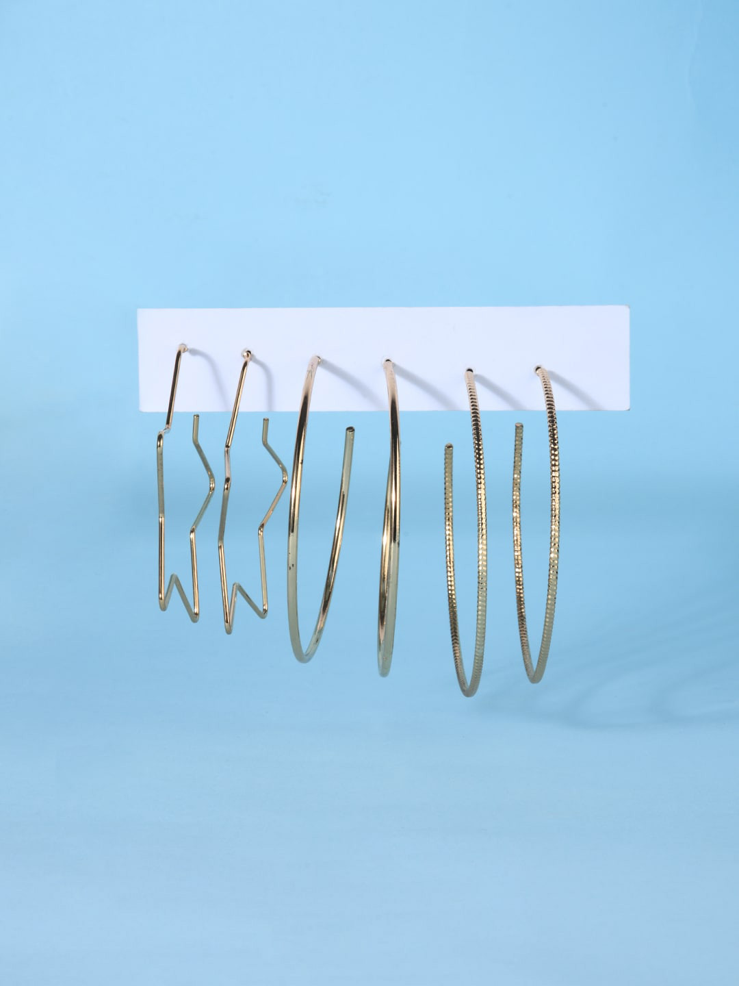 

Lilly & sparkle Women Gold-Toned Set Of 3 Contemporary Hoop Earrings