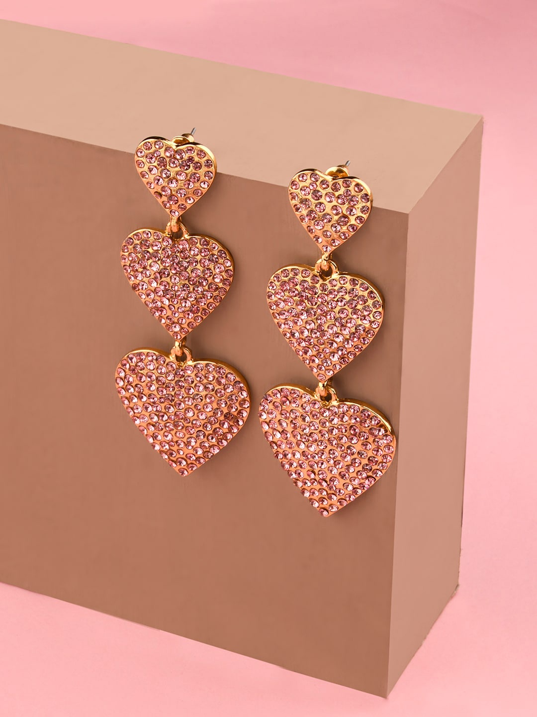 

Lilly & sparkle Women Pink Stone Studded Contemporary Jhumkas Earrings