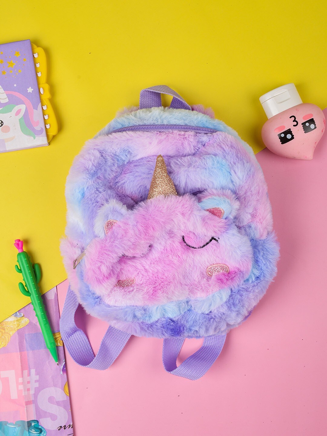 

POPLINS Kids Purple & Blue Printed Backpack