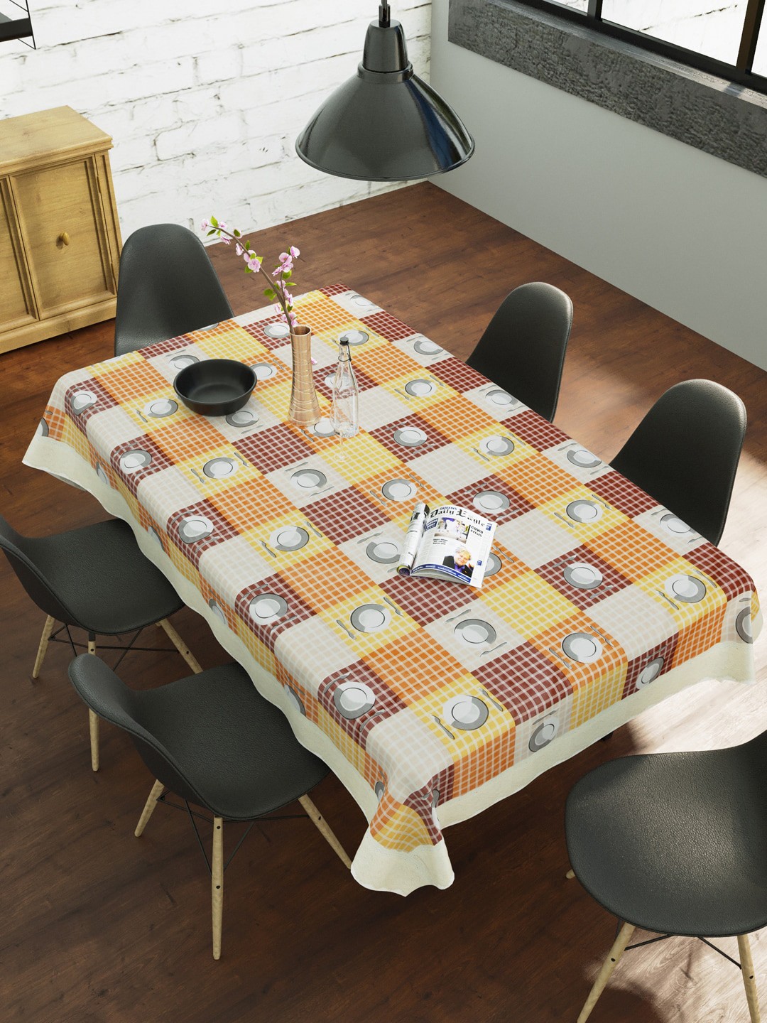 

Clasiko Yellow & Orange 6 Seater Dining Table Cover