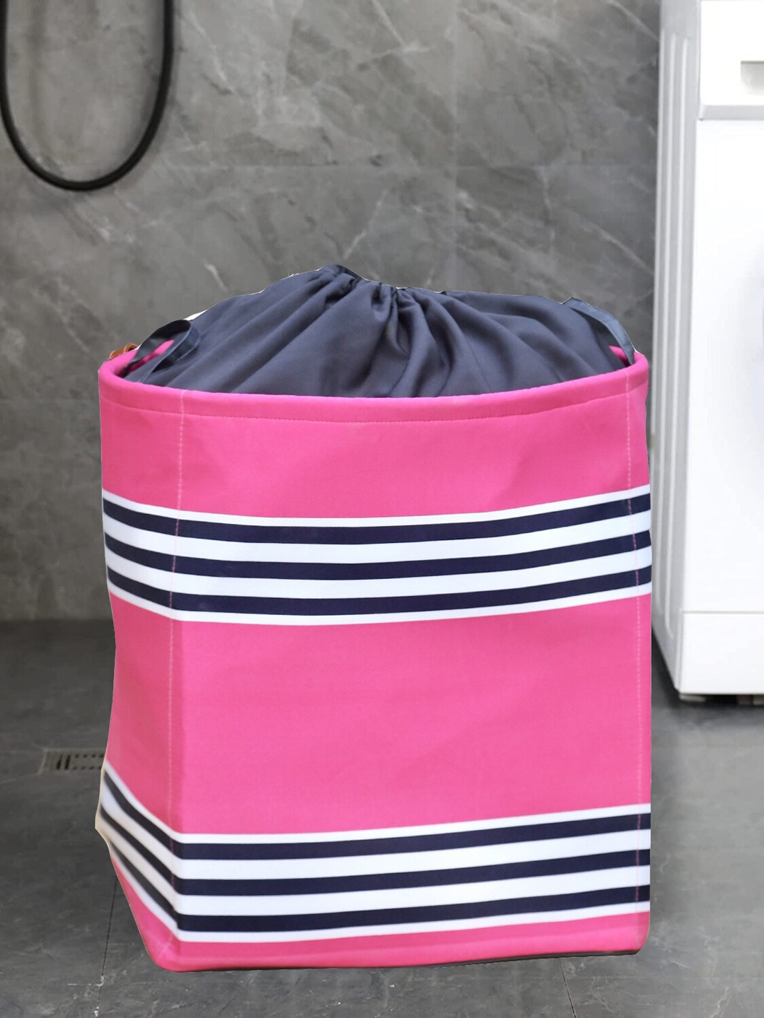 

My Gift Booth Pink Striped Waterproof Laundry Bag