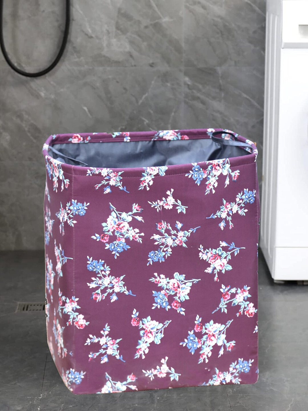 

My Gift Booth Maroon Floral Print Waterproof Laundry Bag