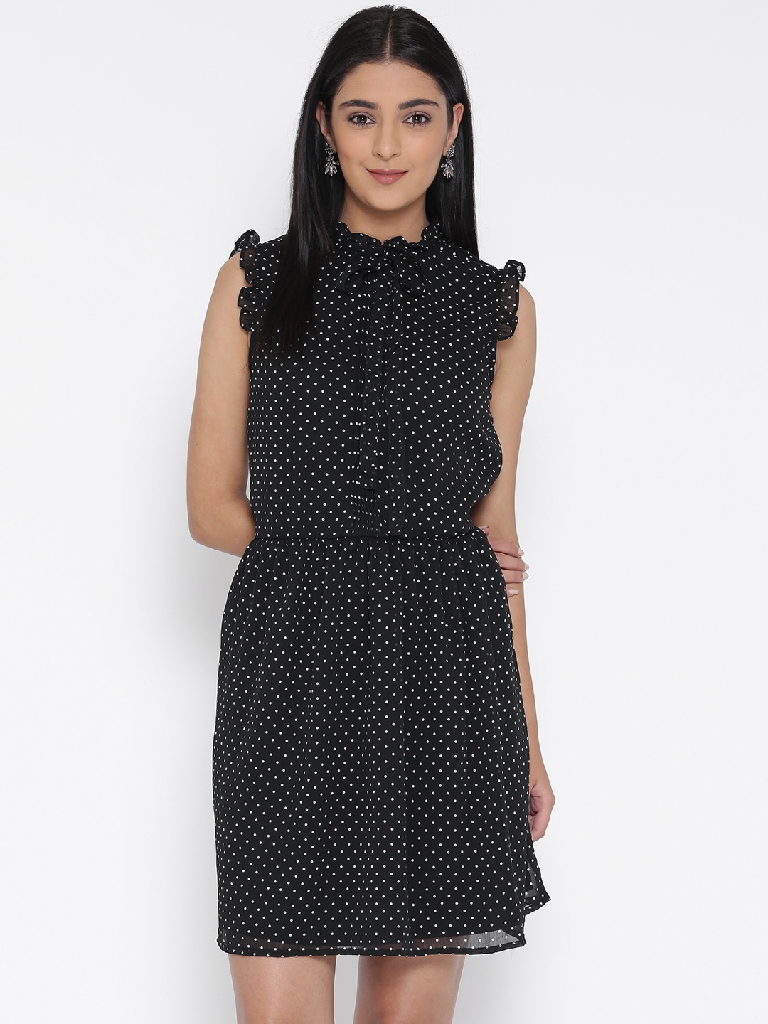

Sera Women Black Polka Dot Print Tailored Dress