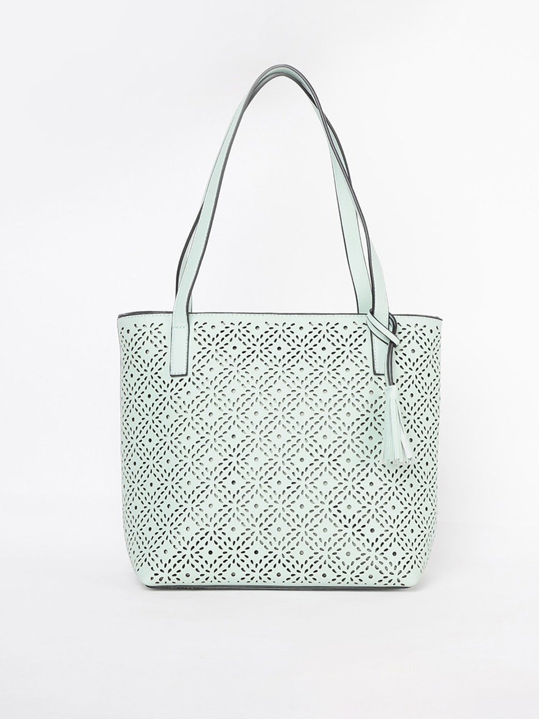 

CODE by Lifestyle Green Oversized Shopper Shoulder Bag with Cut Work