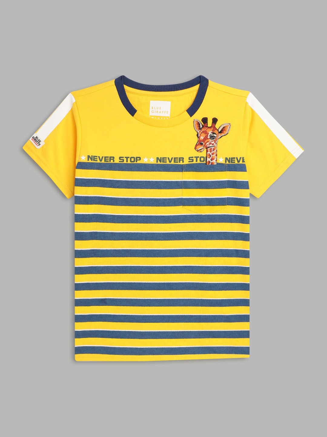 

Blue Giraffe Boys Yellow & Blue Striped T-shirt