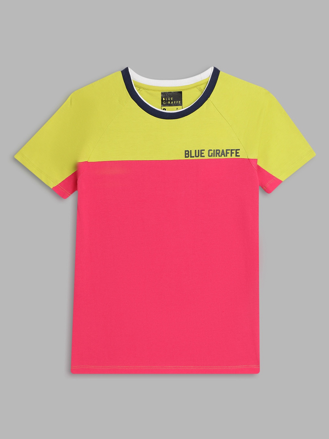 

Blue Giraffe Boys Fuchsia & Yellow Colourblocked T-shirt