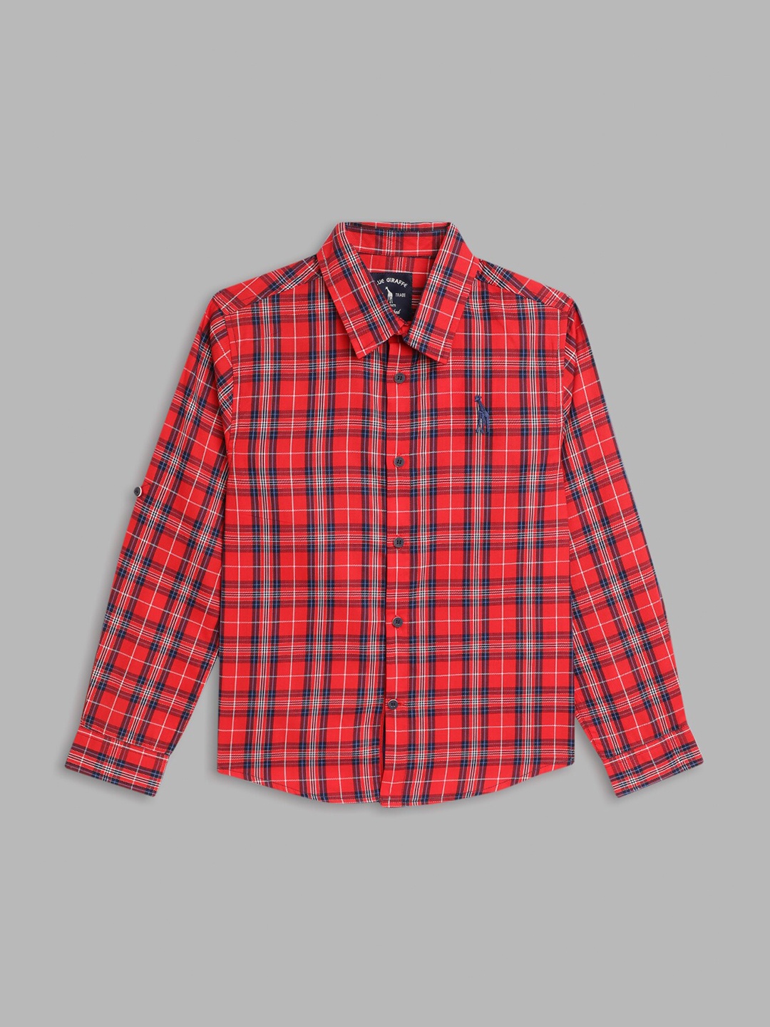 

Blue Giraffe Boys Red & Blue Checked Pure Cotton Casual Shirt