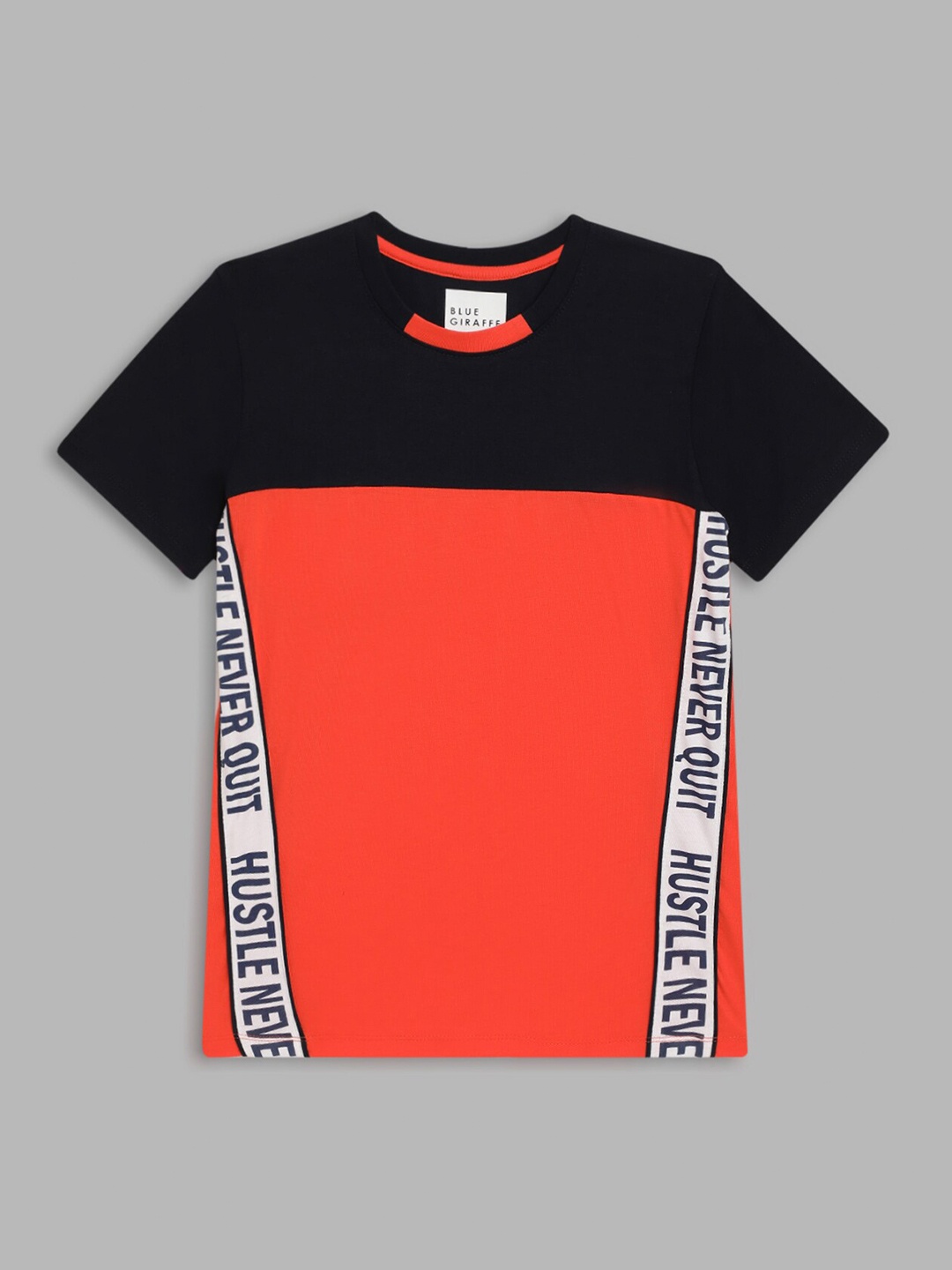 

Blue Giraffe Boys Red & Black Colourblocked Pure Cotton T-shirt