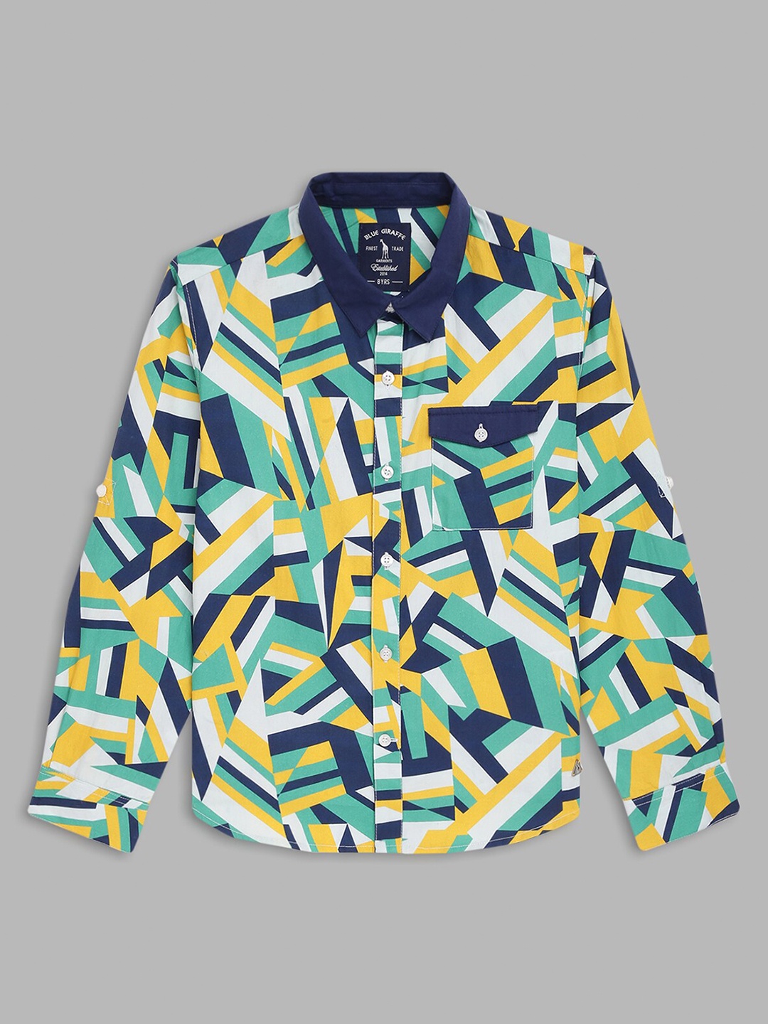 

Blue Giraffe Boys Green & Yellow Printed Casual Shirt