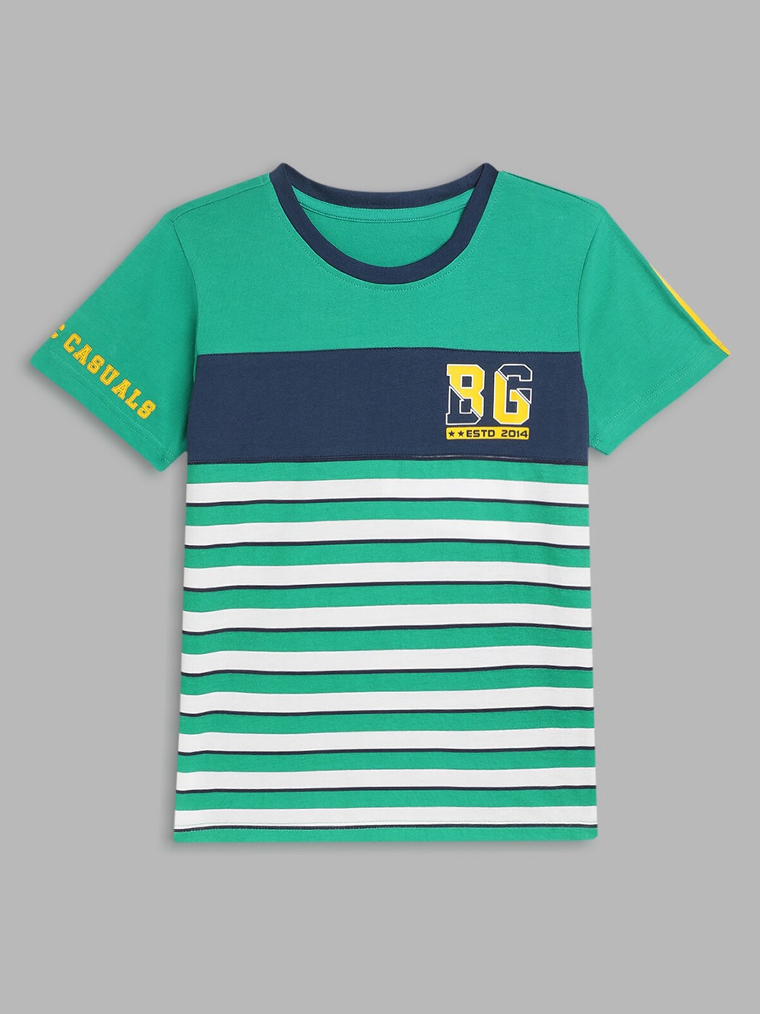 

Blue Giraffe Boys Green Striped T-shirt