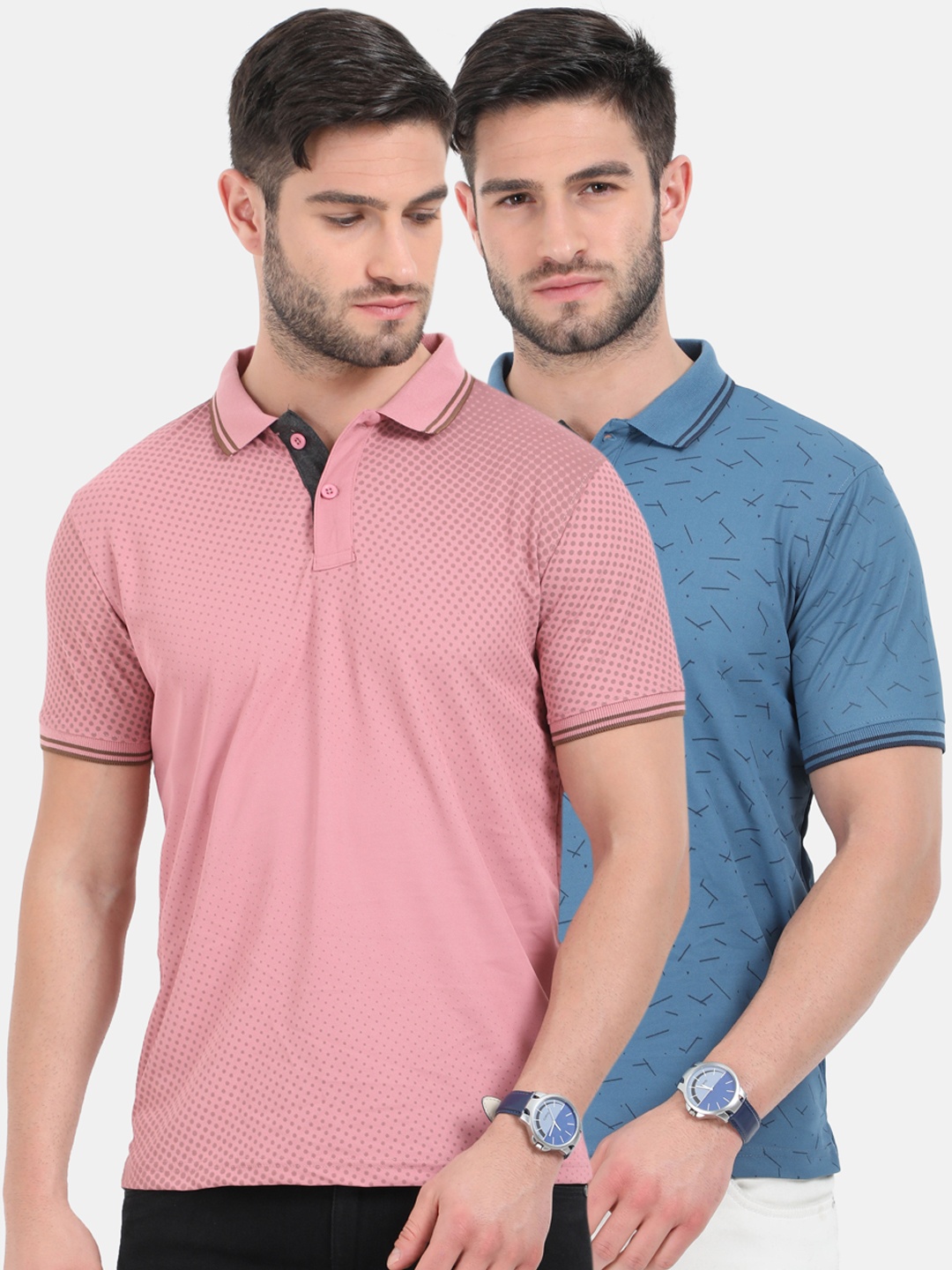 

ARDEUR Men Pack Of 2 Dri-FIT Polo Collar T-shirts, Pink