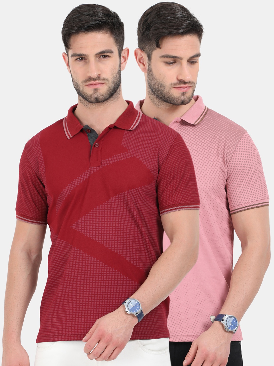 

ARDEUR Men Pack Of 2 Dri-FIT Polo Collar T-shirt, Maroon