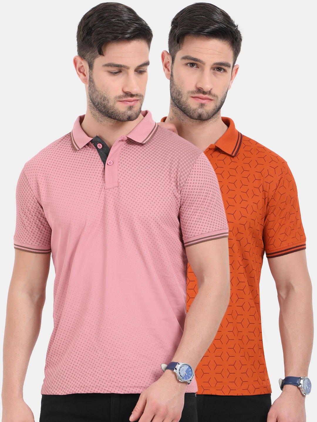 

ARDEUR Men Pack Of 2 Printed Dri-FIT Polo Collar T-shirt, Pink