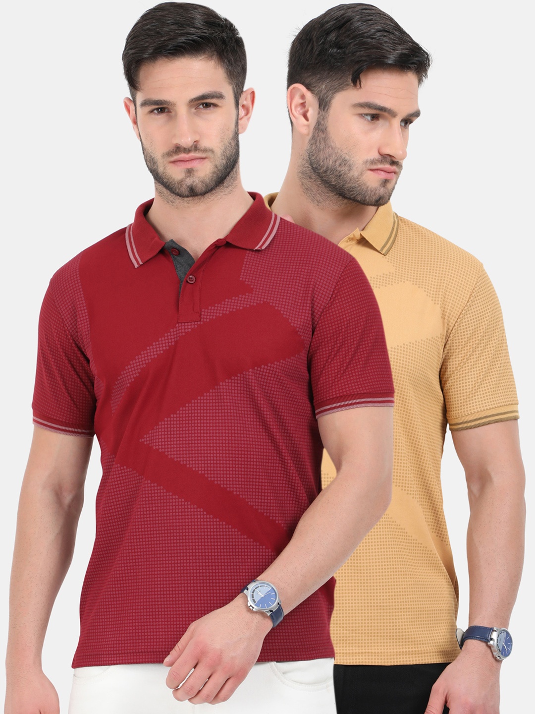 

ARDEUR Men Pack Of 2 Dri-FIT T-shirts, Maroon