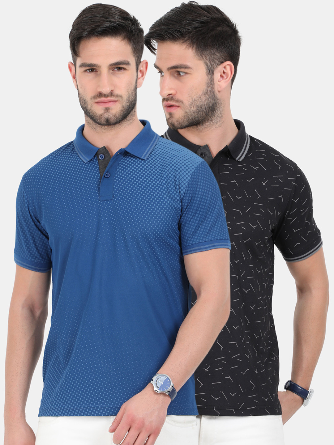 

ARDEUR Men Pack Of 2 Dri-FIT Polo Collar T-shirt, Black