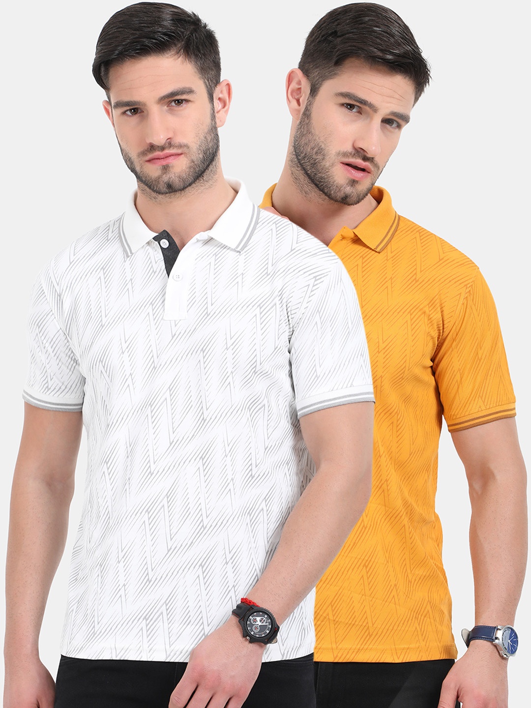 

ARDEUR Men Pack Of 2 Dri-FIT Polo Collar T-shirt, White