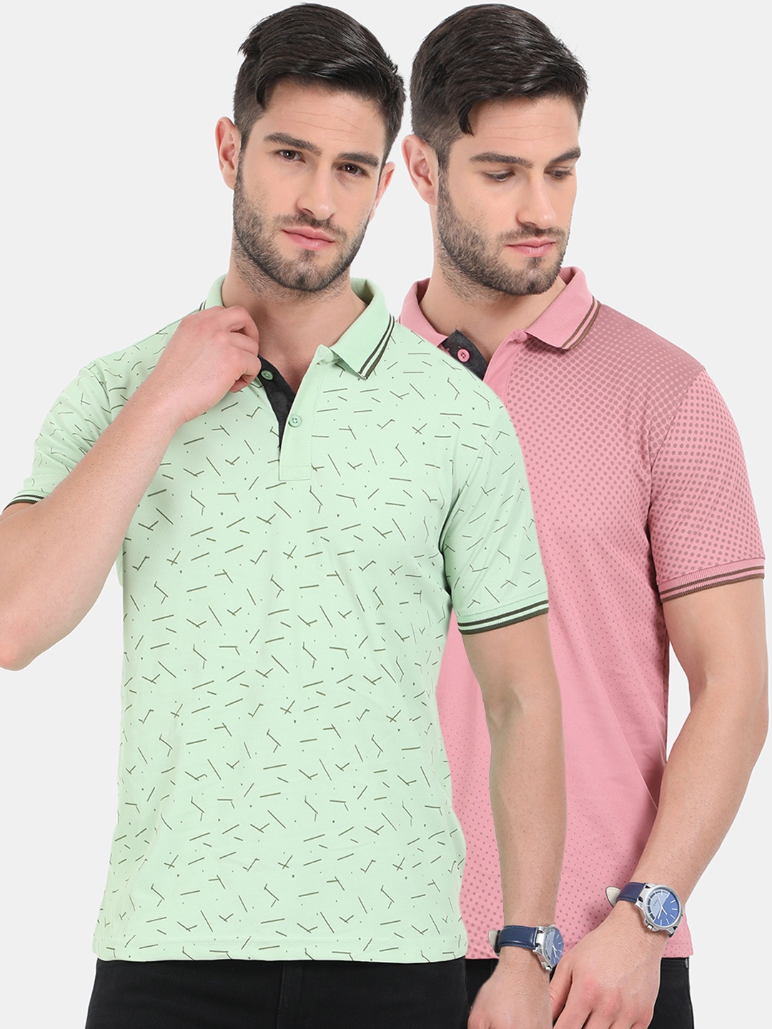 

ARDEUR Men Pack Of 2 Dri-FIT Polo Collar T-shirt, Green