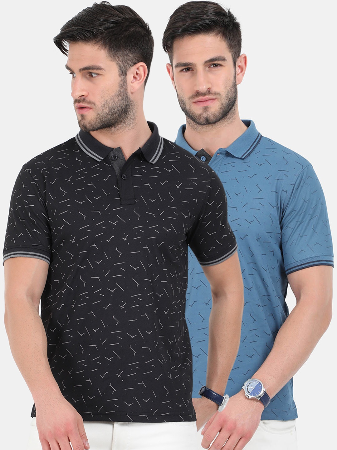 

ARDEUR Men Pack Of 2 Dri-FIT Polo Collar T-shirt, Black